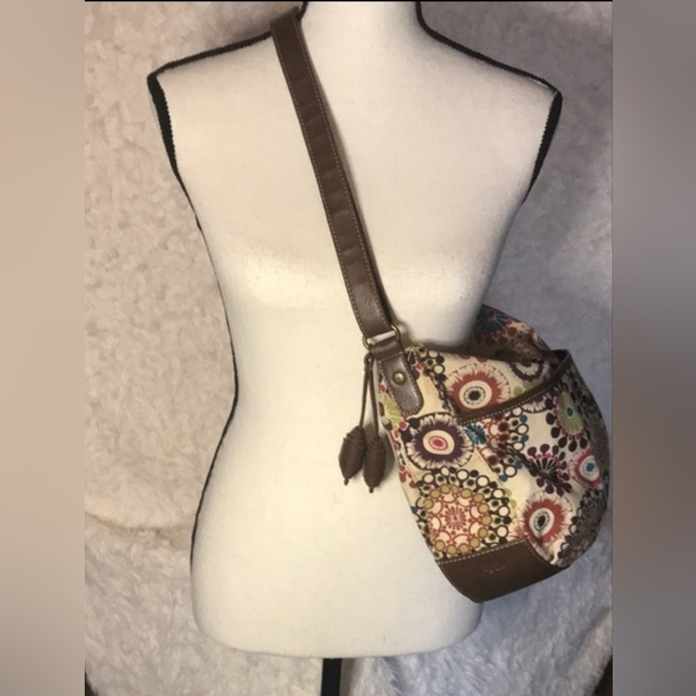 Relic Women Brown Abstract Floral Cross Body Purse Pre-Owned Festval Boho Gypsy